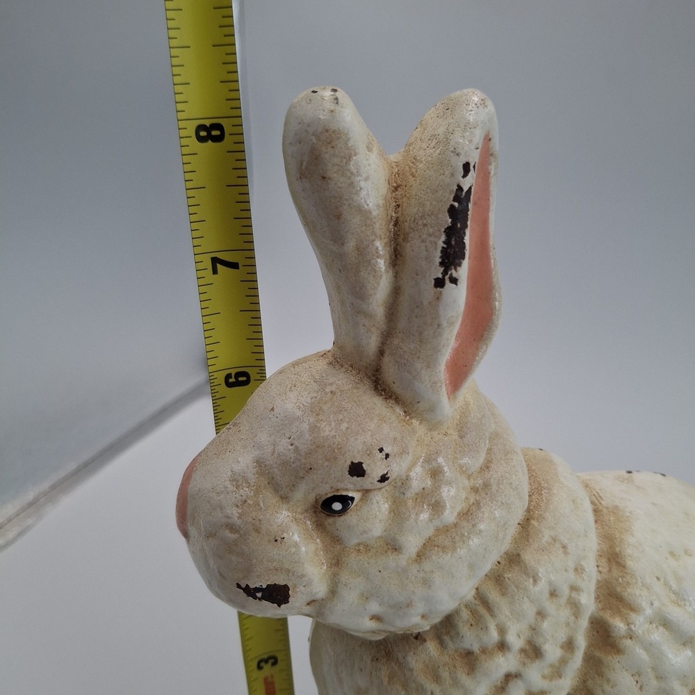 Shabby Chic White Bunny Rabbit Doorstop Cast Iron Metal Farmhouse Statue VTG - Picture 11 of 12